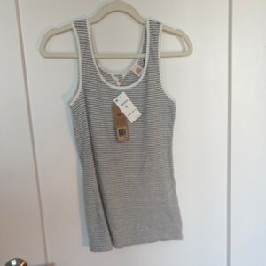 Levi's Gray and White Striped Ribbed Tank